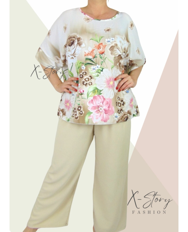 Laza fazonú szett (nadrág+felső)bézs