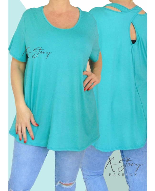 Hátán pántos , laza fazonú felső (sötéttürkiz)