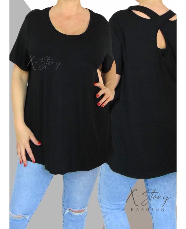 Hátán pántos , laza fazonú felső (fekete)