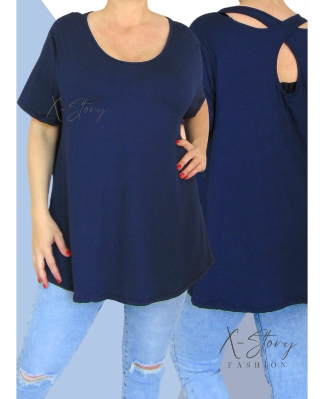 Hátán pántos , laza fazonú felső (sötétkéék)