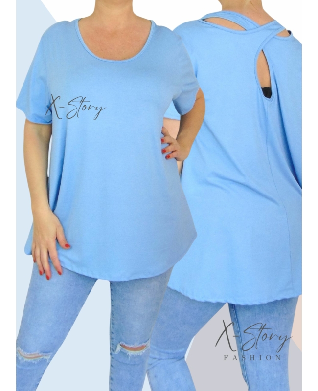 Hátán pántos , laza fazonú felső (világoskék)