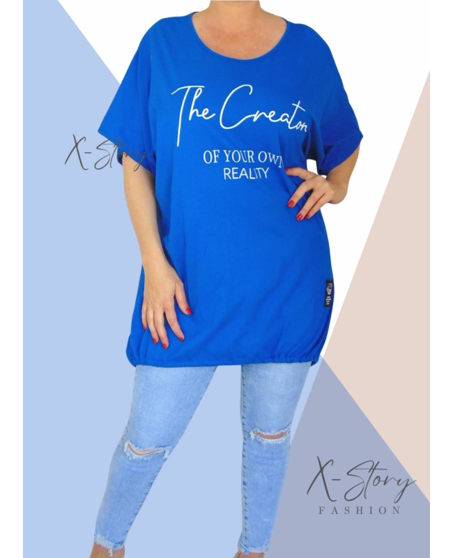 Extra bő fazonú, alul összehúzható pamut tunika (királykék)