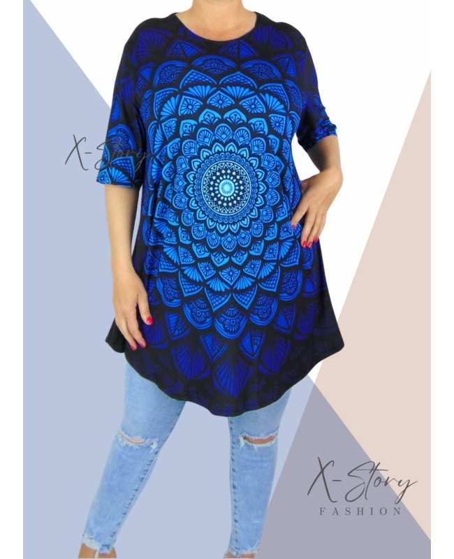 Kereknyakú , laza fazonú mintás tunika