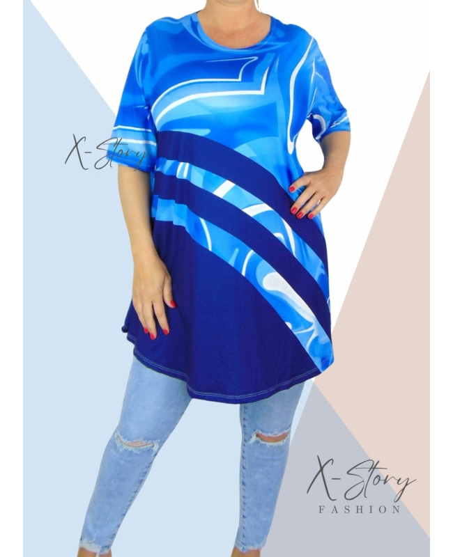 Kereknyakú , laza fazonú mintás tunika