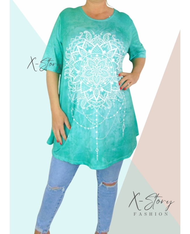 Kereknyakú , laza fazonú mintás tunika