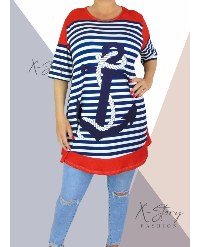 Kereknyakú , laza fazonú mintás tunika