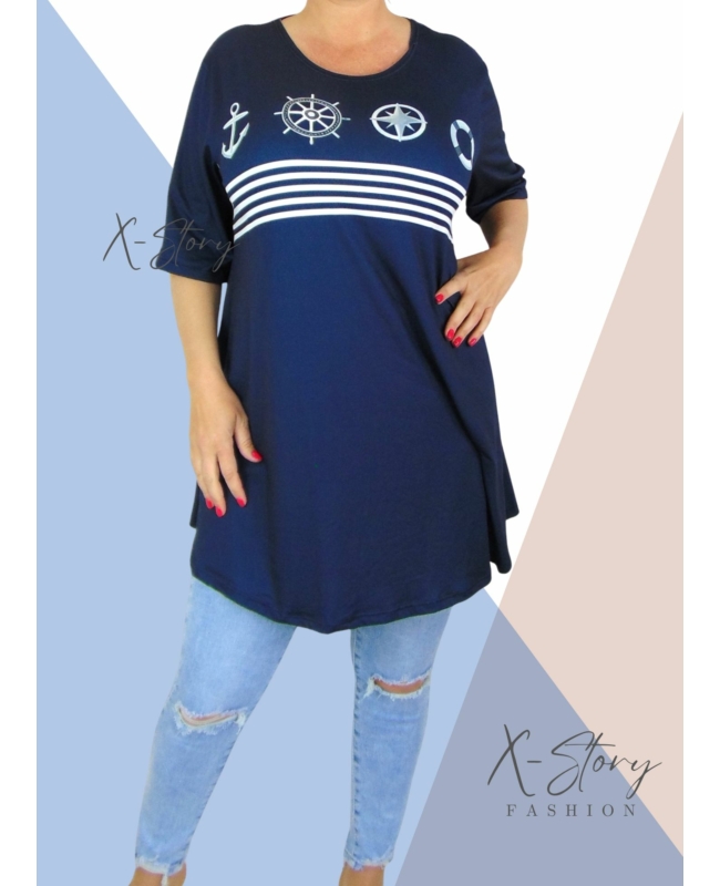 Kereknyakú , laza fazonú mintás tunika