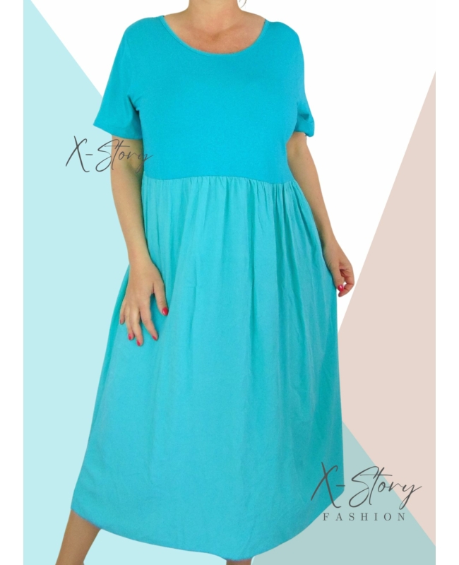 Nagyméretű hosszú ruha (türkiz)