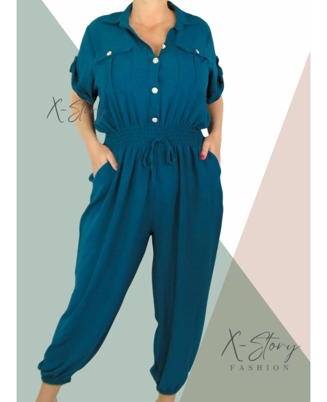 Nagyméretű, gumisderekú  overál  (méregzöld)