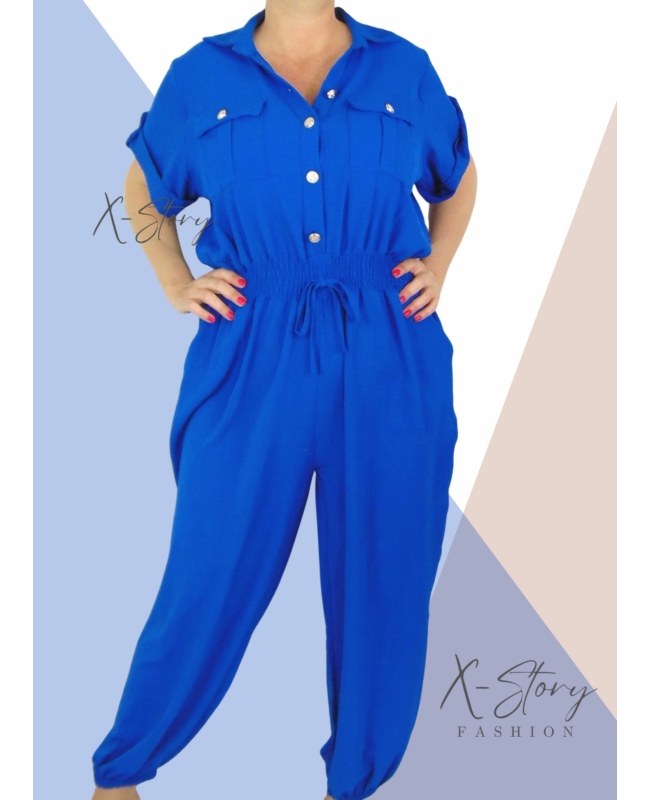 Nagyméretű, gumisderekú  overál  (királykék)