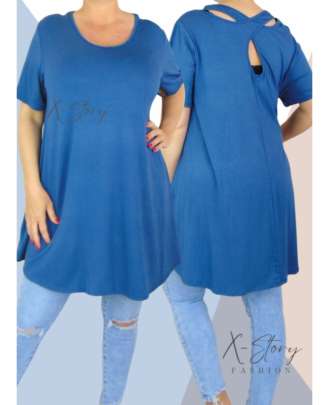 Hátán pántos , "A" vonalú tunika (farmerkék)