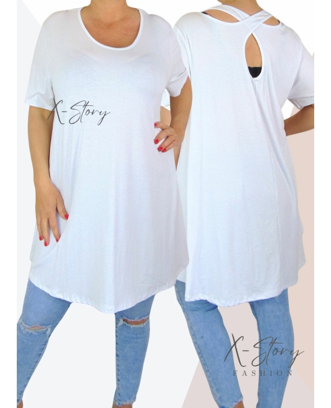 Hátán pántos , "A" vonalú tunika (fehér)