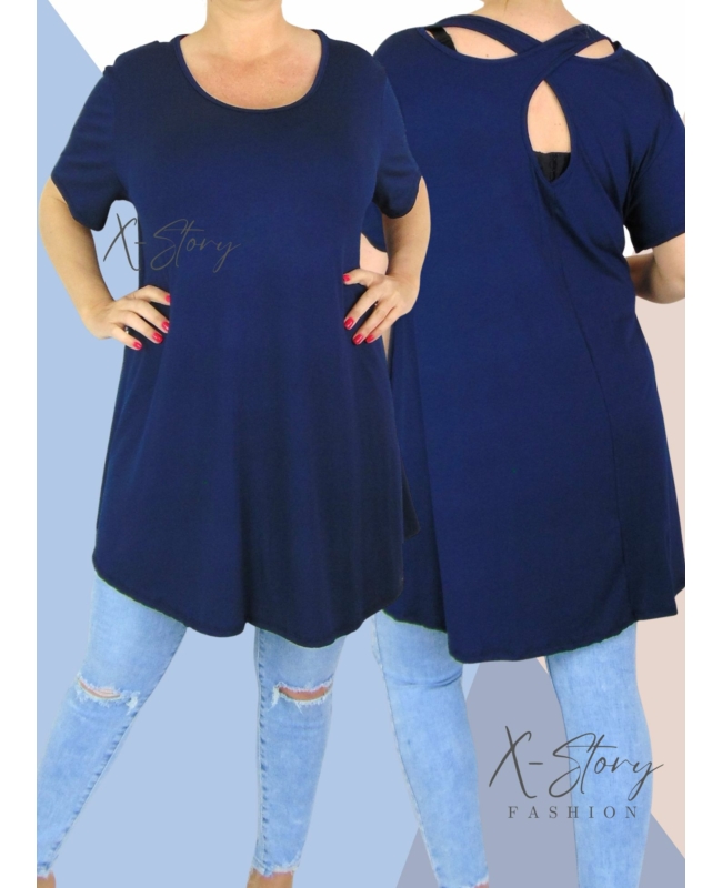 Hátán pántos , "A" vonalú tunika (sötétkék)