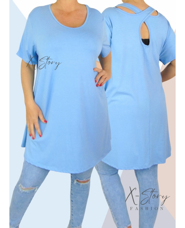 Hátán pántos , "A" vonalú tunika (világoskék)