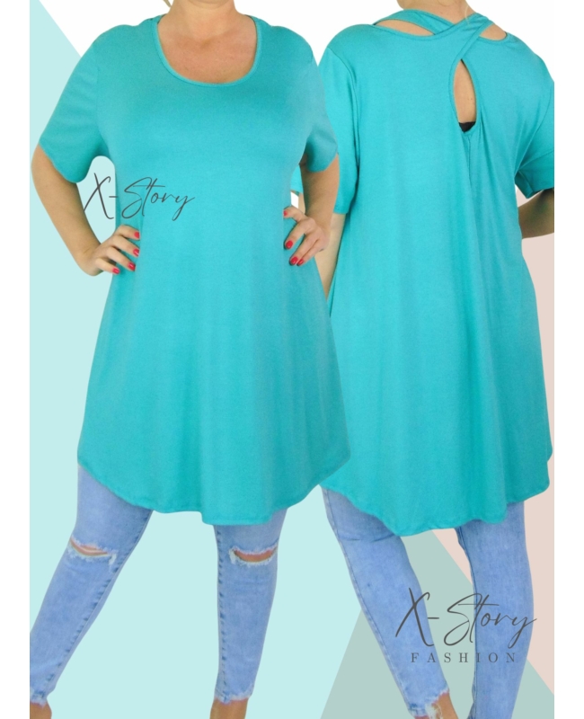 Hátán pántos , "A" vonalú tunika (türkiz)