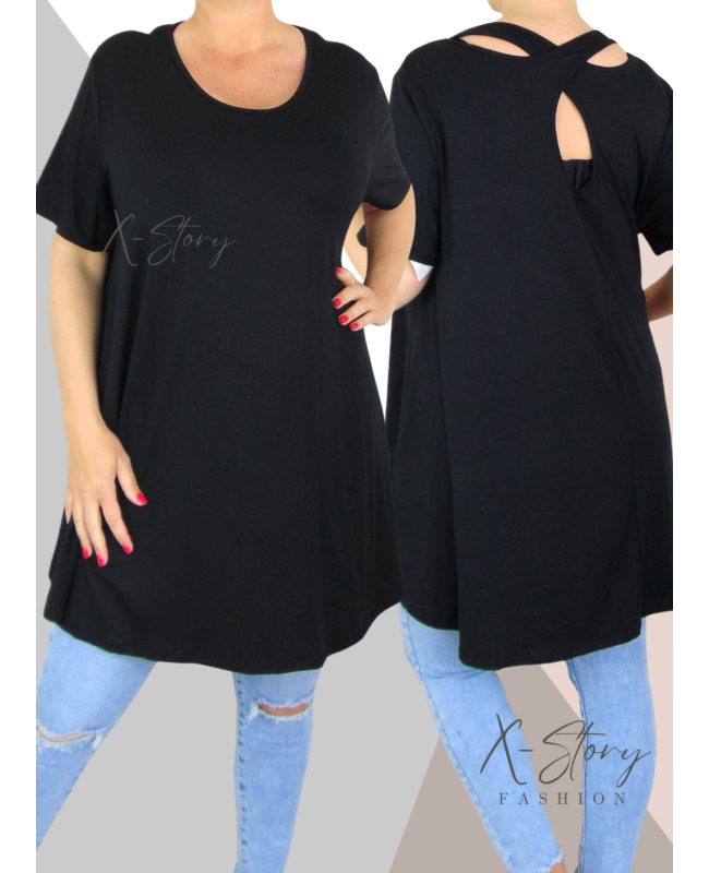 Hátán pántos , "A" vonalú tunika (fekete)