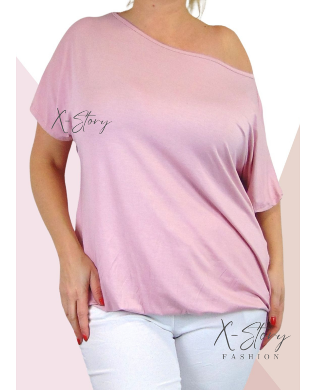 Gumis aljú , ejtett vállú felső (púder)