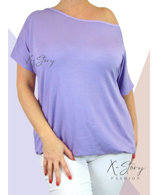 Gumis aljú , ejtett vállú felső (lila)