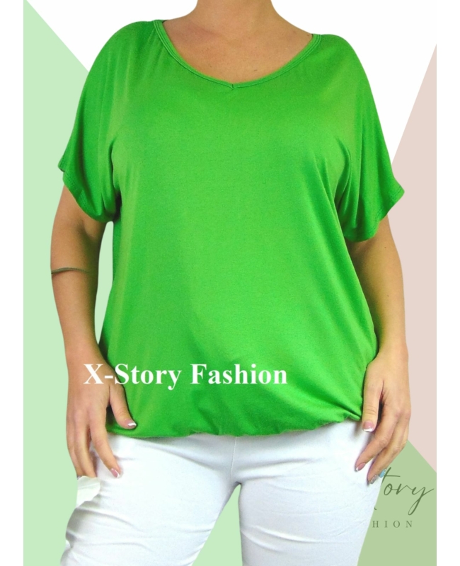 Gumis aljú, "V" dekoltált felső (kivizöld)