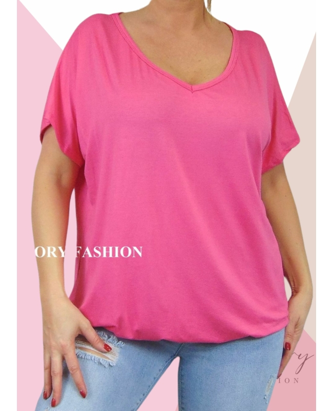 Gumis aljú, "V" dekoltált felső (babarózsaszín)
