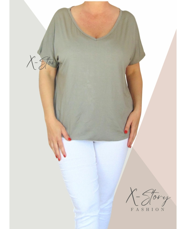 Gumis aljú, "V" dekoltált felső (homok)