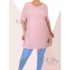 Kép 2/2 - Bordázott anyagú, alul köthető laza fazonú tunika (babarózsaszín)