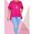 Kép 1/2 - Elöl gumírozott , laza fazonú felső, nyaklánccal (pink)
