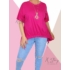 Kép 2/2 - Elöl gumírozott , laza fazonú felső, nyaklánccal (pink)