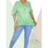 Kép 2/2 - Elöl gumírozott , laza fazonú felső, nyaklánccal (világoszöld)