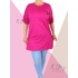 Kép 2/2 - Zsebénél bőrrel díszített, pólótunika (pink)