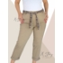 Kép 1/2 - EXTRA méretű gumisderekú nadrág, selyem övvel (bézs)