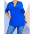 Kép 1/2 - Hidegselyem anyagú, ingfazonú felső (királykék)