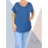 Kép 1/3 - Hátul hosszított, kerekített aljú pamut póló (farmerkék)