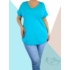 Kép 1/2 - Hátul hosszított, kerekített aljú pamut póló (türkiz)