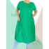 Kép 1/2 - Extra bő fazonú, elöl csavart pamut ruha(fűzöld)
