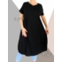 Kép 2/2 - Extra bő fazonú, elöl csavart pamut ruha(fekete)
