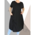 Kép 1/2 - Extra bő fazonú, elöl csavart pamut ruha(fekete)