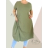 Kép 1/2 - Extra bő fazonú, elöl csavart pamut ruha(khaki)
