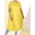 Kép 2/2 - Extra bő fazonú, elöl csavart pamut ruha(sárga)