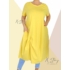 Kép 1/2 - Extra bő fazonú, elöl csavart pamut ruha(sárga)