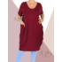 Kép 1/2 - Extra nagyzsebes,hagymafazonú "V" dekoltált pamut ruha (bordó)