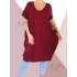 Kép 2/2 - Extra nagyzsebes,hagymafazonú "V" dekoltált pamut ruha (bordó)