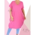 Kép 2/2 - Extra nagyzsebes,hagymafazonú "V" dekoltált pamut ruha (babarózsaszín)