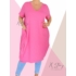Kép 1/2 - Extra nagyzsebes,hagymafazonú "V" dekoltált pamut ruha (babarózsaszín)