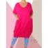 Kép 1/2 - "V" dekoltált, elöl zsebes extra bő fazonú, pamut tunika/ruha (pink)