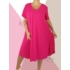 Kép 2/2 - Fodros vállú "A" vonalú ruha (pink)