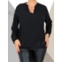 Kép 1/2 - "V" dekoltált , gumis aljú blúz (fekete)