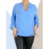 Kép 1/2 - "V" dekoltált , gumis aljú blúz (világoskék)