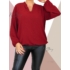 Kép 3/3 - "V" dekoltált , gumis aljú blúz (bordó)