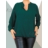 Kép 1/2 - "V" dekoltált , gumis aljú blúz (méregzöld)